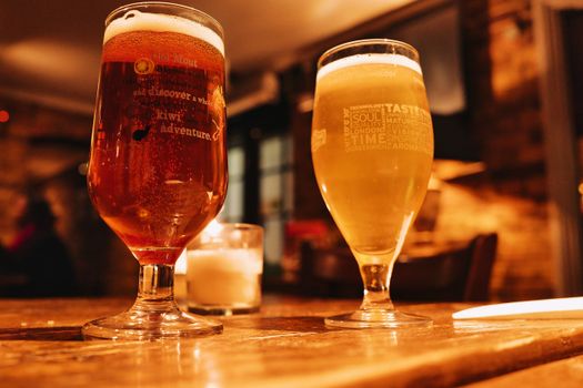 Glasses of beer served together for an autumn beer tasting