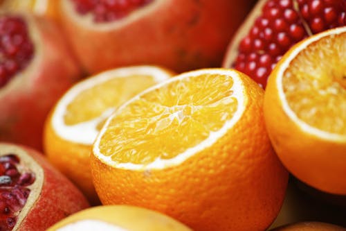 Close Upfoto Van Gesneden Sinaasappel En Grapefruitvruchten