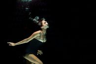 Woman Wearing Black Dress Under Water Photography