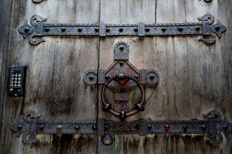 Brown Wooden Door With Cross