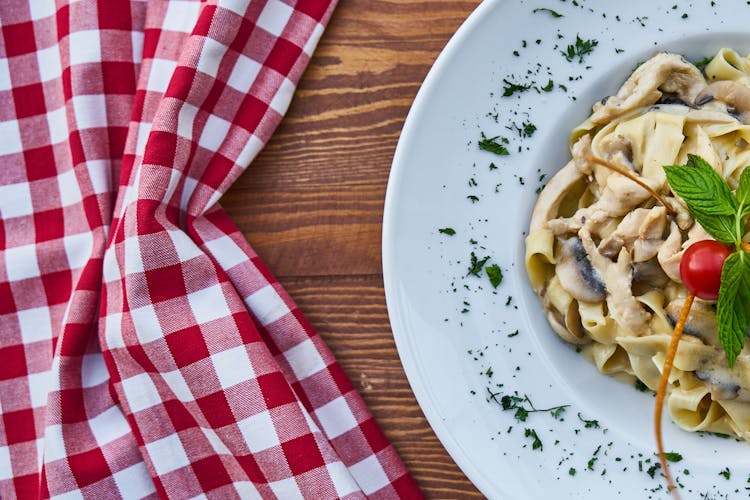 Plate Of Pasta With Cherry Tomato