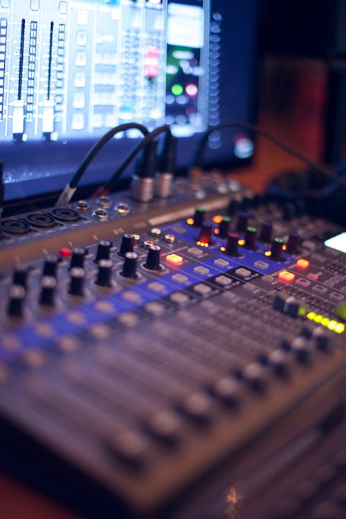 Free Turned on Audio Mixing Console Stock Photo
