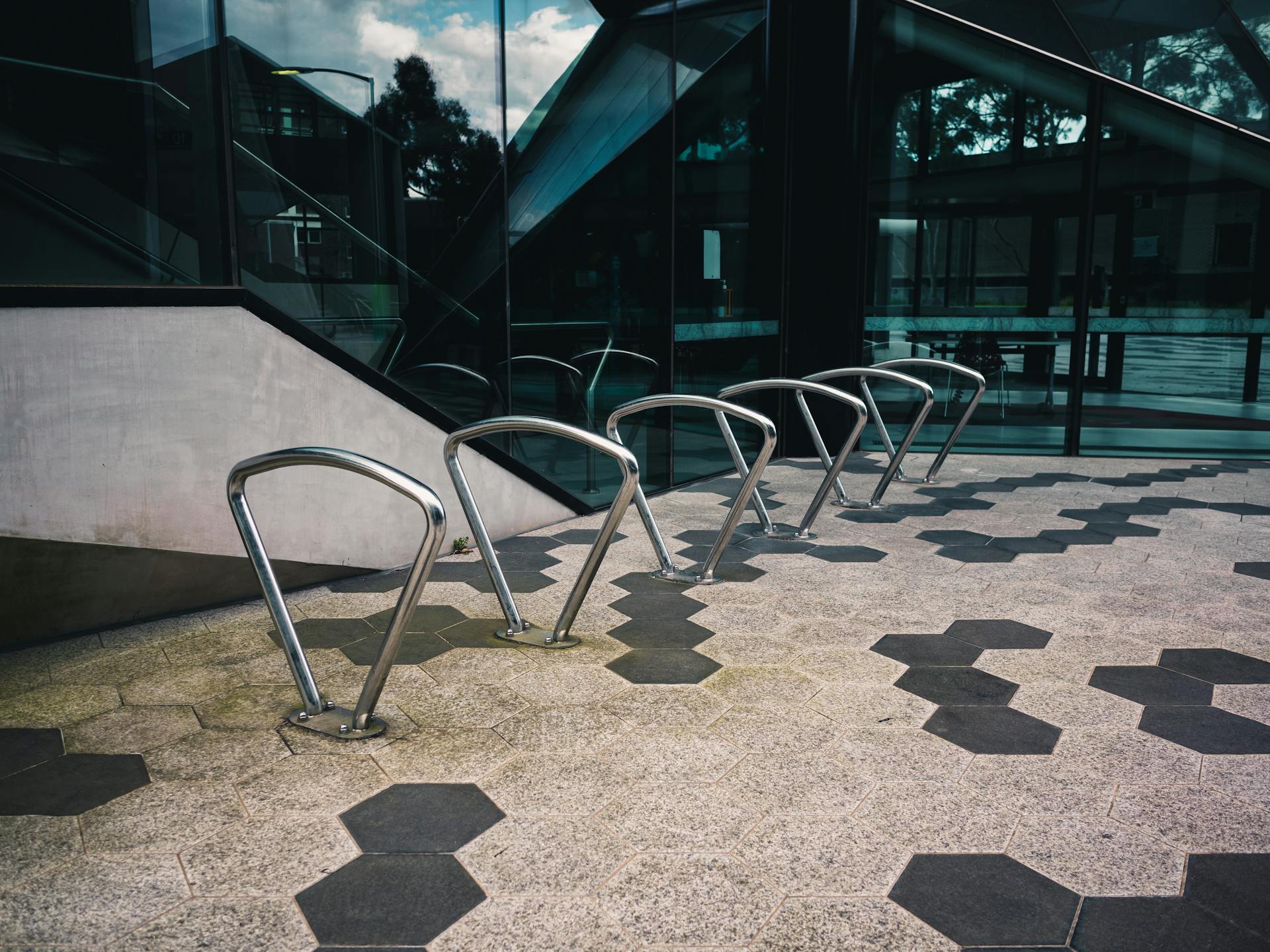 Bicycle Racks in front of a Building