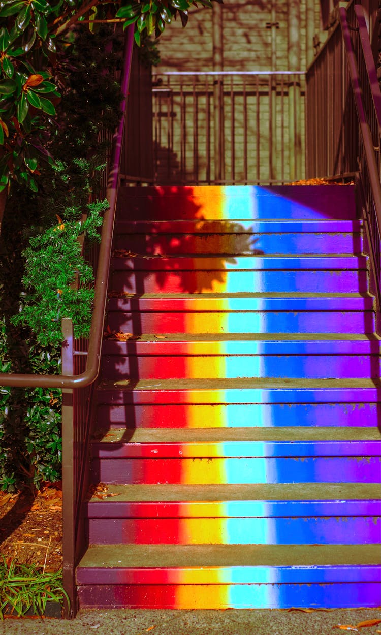 Rainbow Painted On A Steps