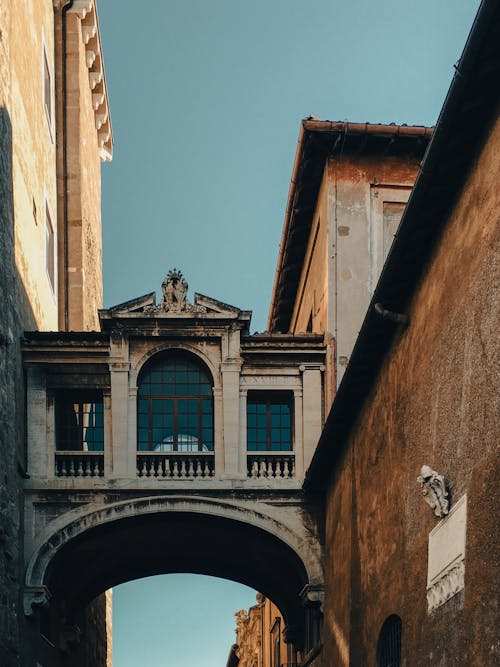 Bridge between Two Buildings on Via del Campidoglio Street in Rome, Italy