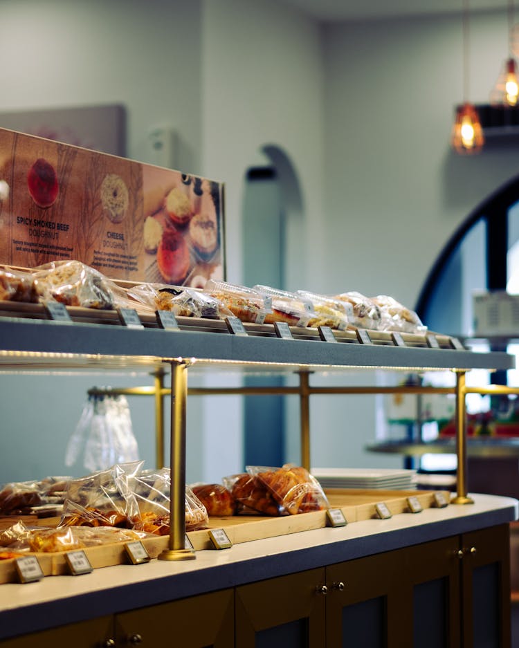 Breads On The Shelves In The Store