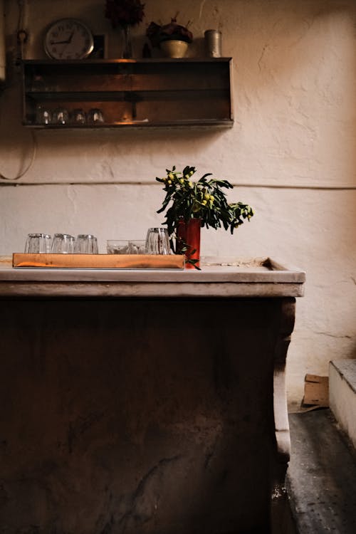 Olives and Glasses on Table