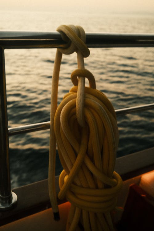 Rope Tied to Railings on Vessel