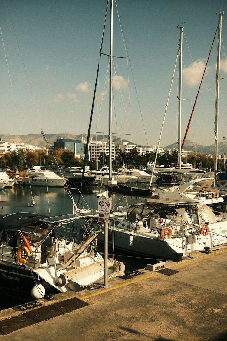 Yachts Moored In Harbor