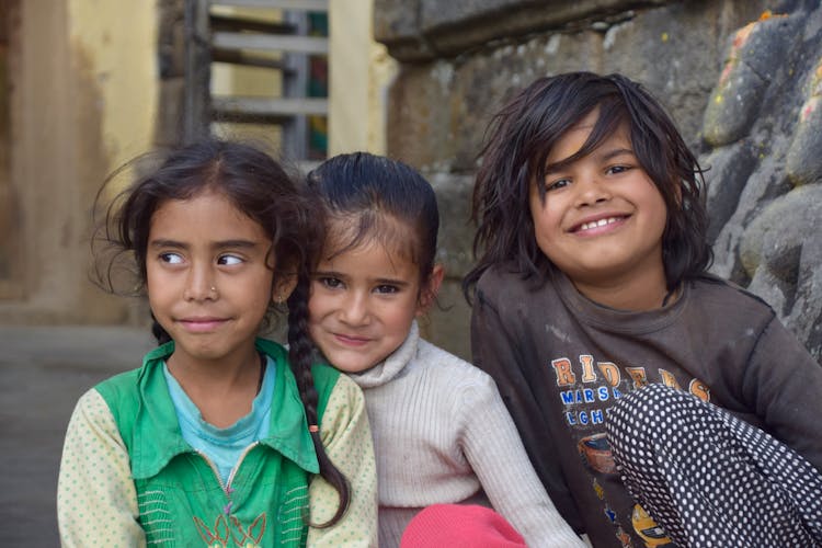 Close-Up Shot Of Three Girls