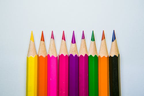 Close-Up Shot of Sharpened Color Pencils 