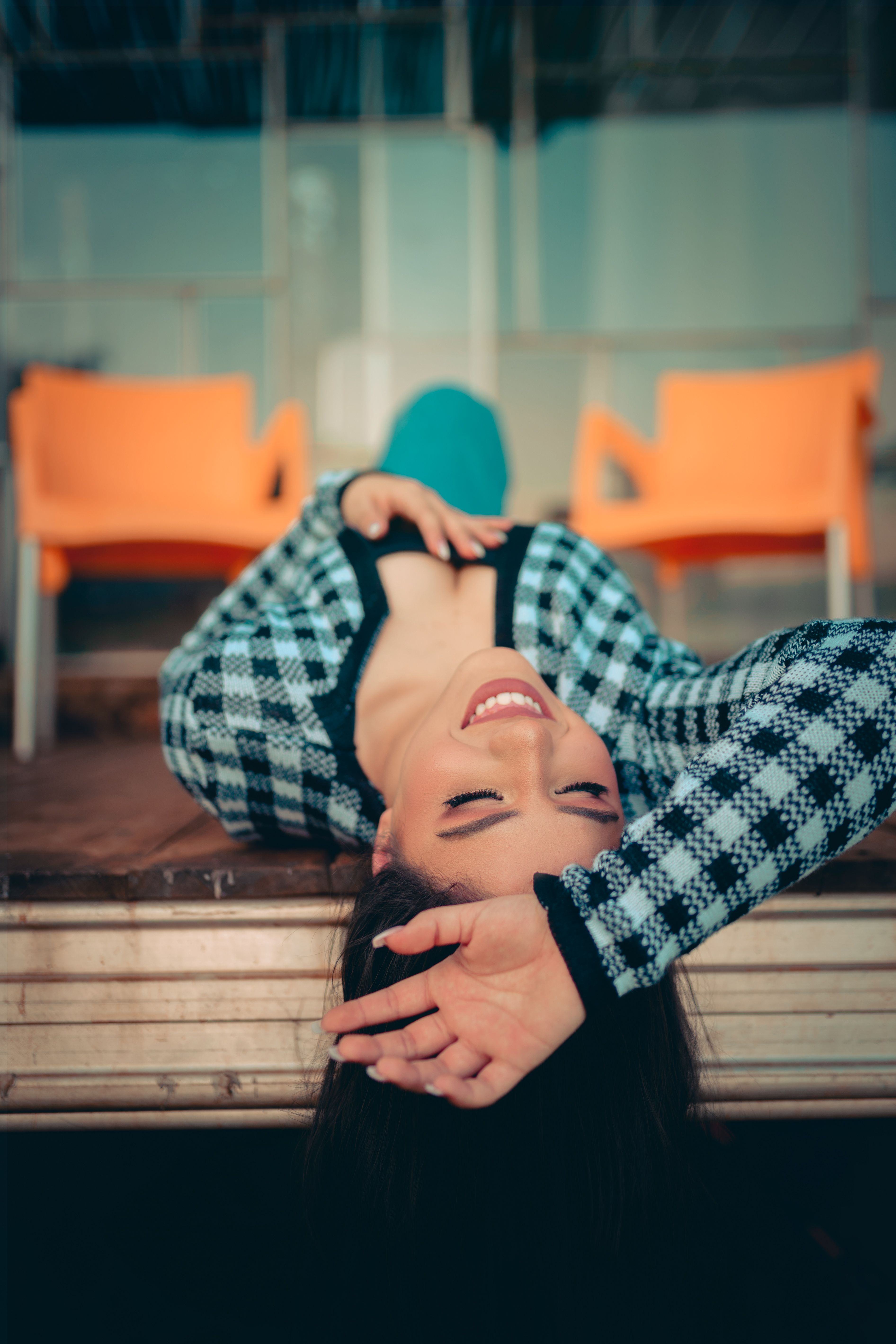 Beautiful Woman Lying on her Back and Smiling · Free Stock Photo