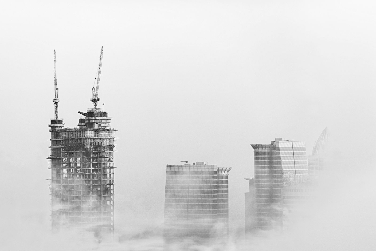 High-rise towers above cloud level