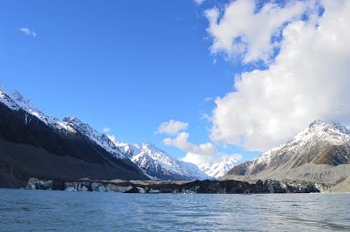 View of the Tasman Lake and Tasman Glacier in New Zealand