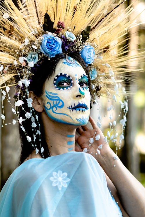 Young Woman Wearing a Costume and Makeup for the Day of the Dead Celebrations in Mexico 