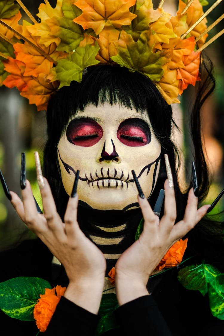 Woman In A Costume And Makeup For The Day Of The Dead In Mexico 