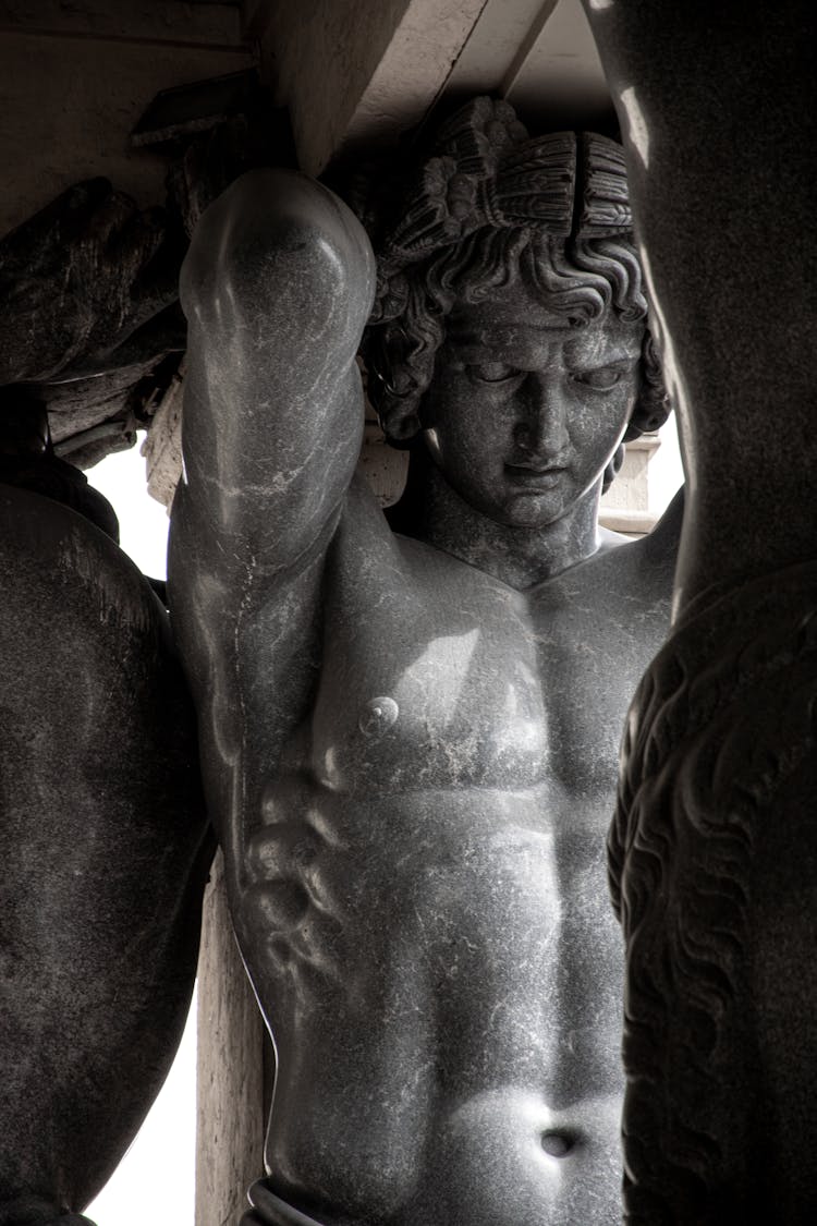 A Close-Up Shot Of The Atlas Statue At The Hermitage Museum In Saint Petersburg