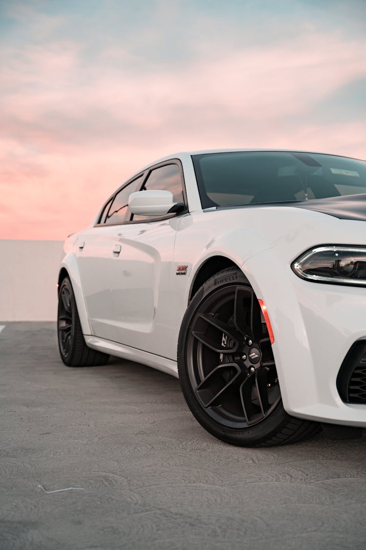 White Car With Black Wheels