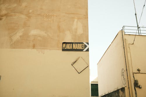 Plaka Market Directional Sign on a Wall