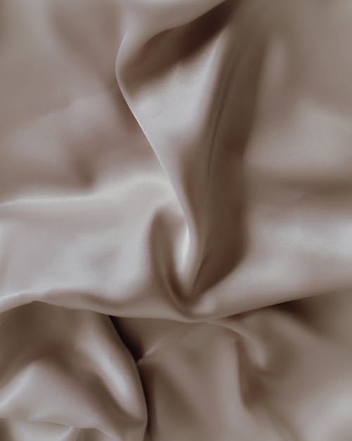 Rippled White Silk Fabric in Close Up Photography