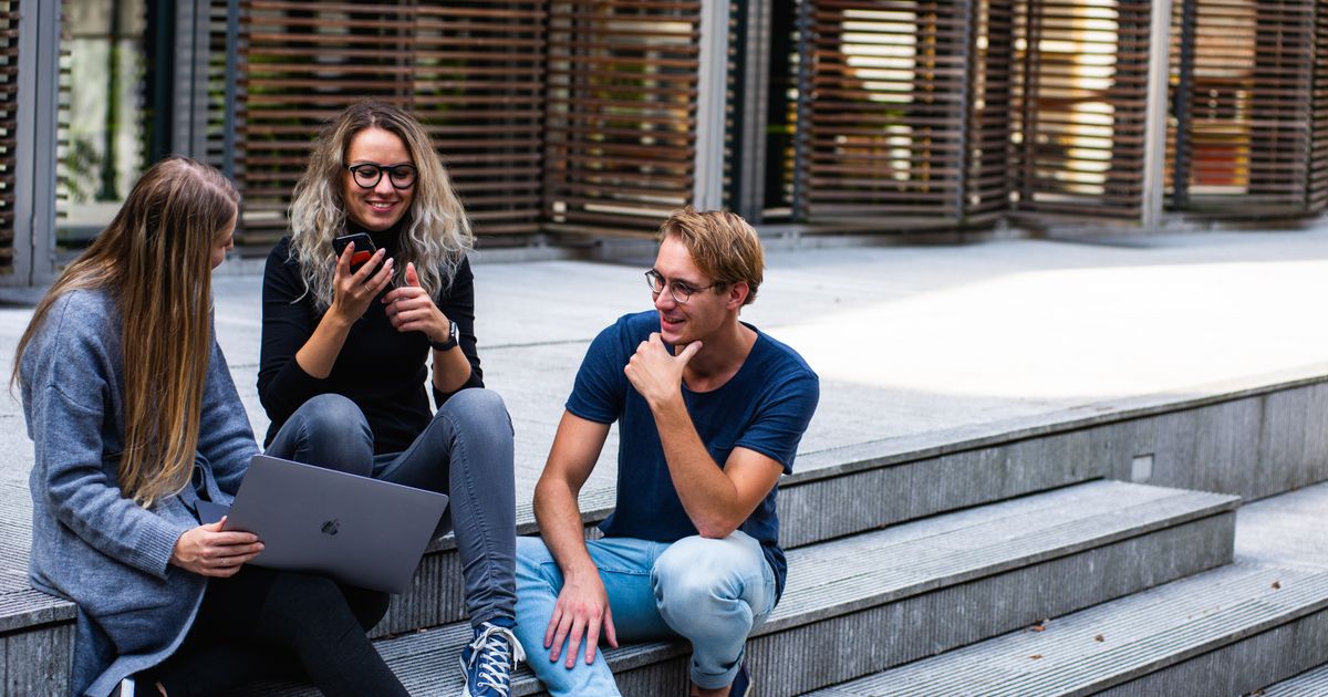 International students on university campus studying in the United States on F-1 student visas