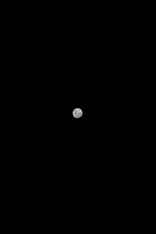 Free Full Moon in Dark Black Sky Stock Photo