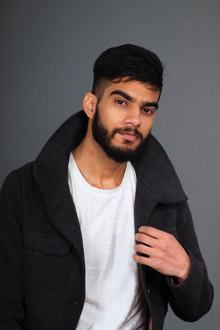 Handsome Bearded Man Posing In Studio