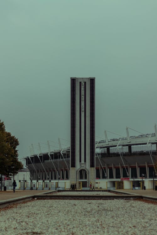 Free Tower in Front of Stadium Stock Photo