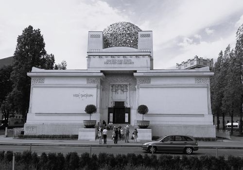 A Grayscale of the Secession Building in Austria