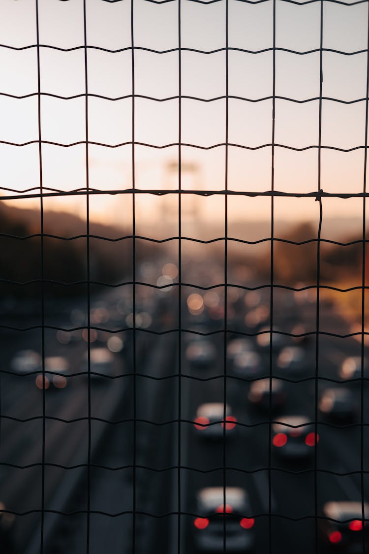 Picture Of A Highway Behind A Net