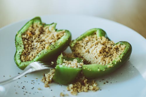 Free Green Bell Pepper Stuffed With Couscous Stock Photo