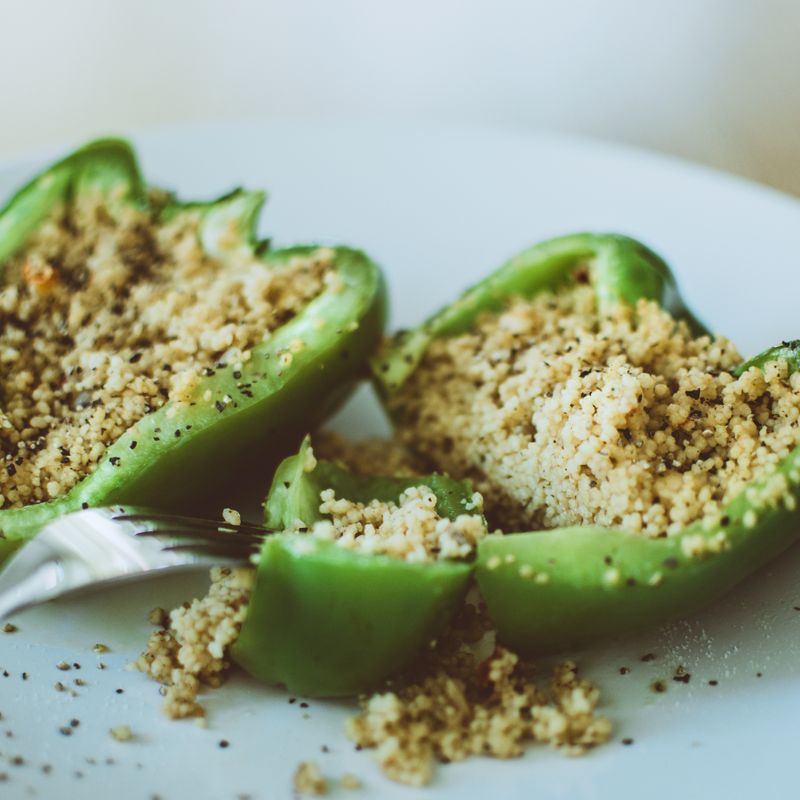 Quinoa Stuffed Bell Peppers with Turkey, Black Beans & Cheddar