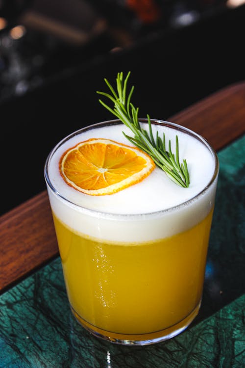 Close-up of Fruit Cocktail in Glass on Table