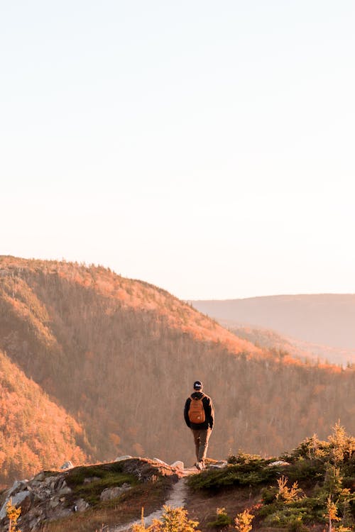 Backpacker on Mountain