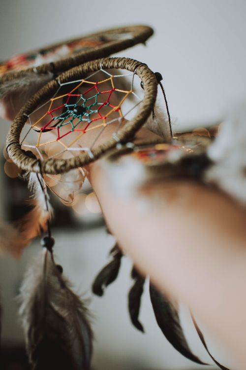 Free Artistic close-up of a dreamcatcher, highlighting intricate feathers and natural light. Stock Photo