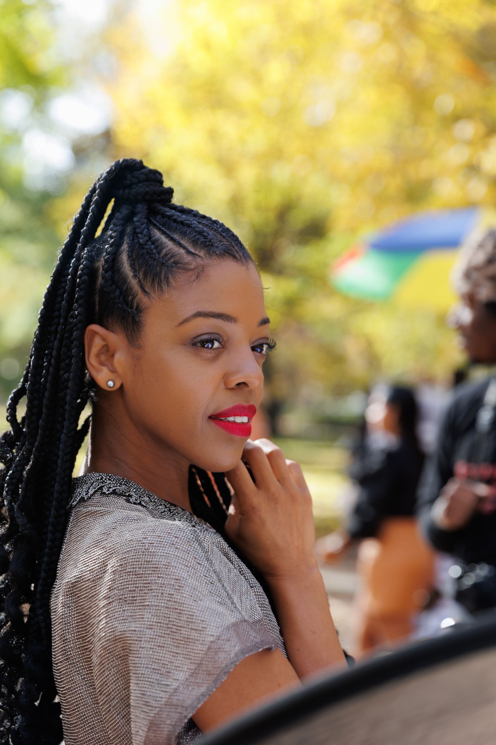 Braided hairstyle outdoor portrait