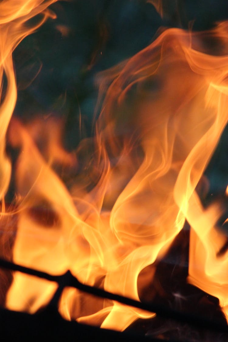 Close-up Of Fire Flames In Dark