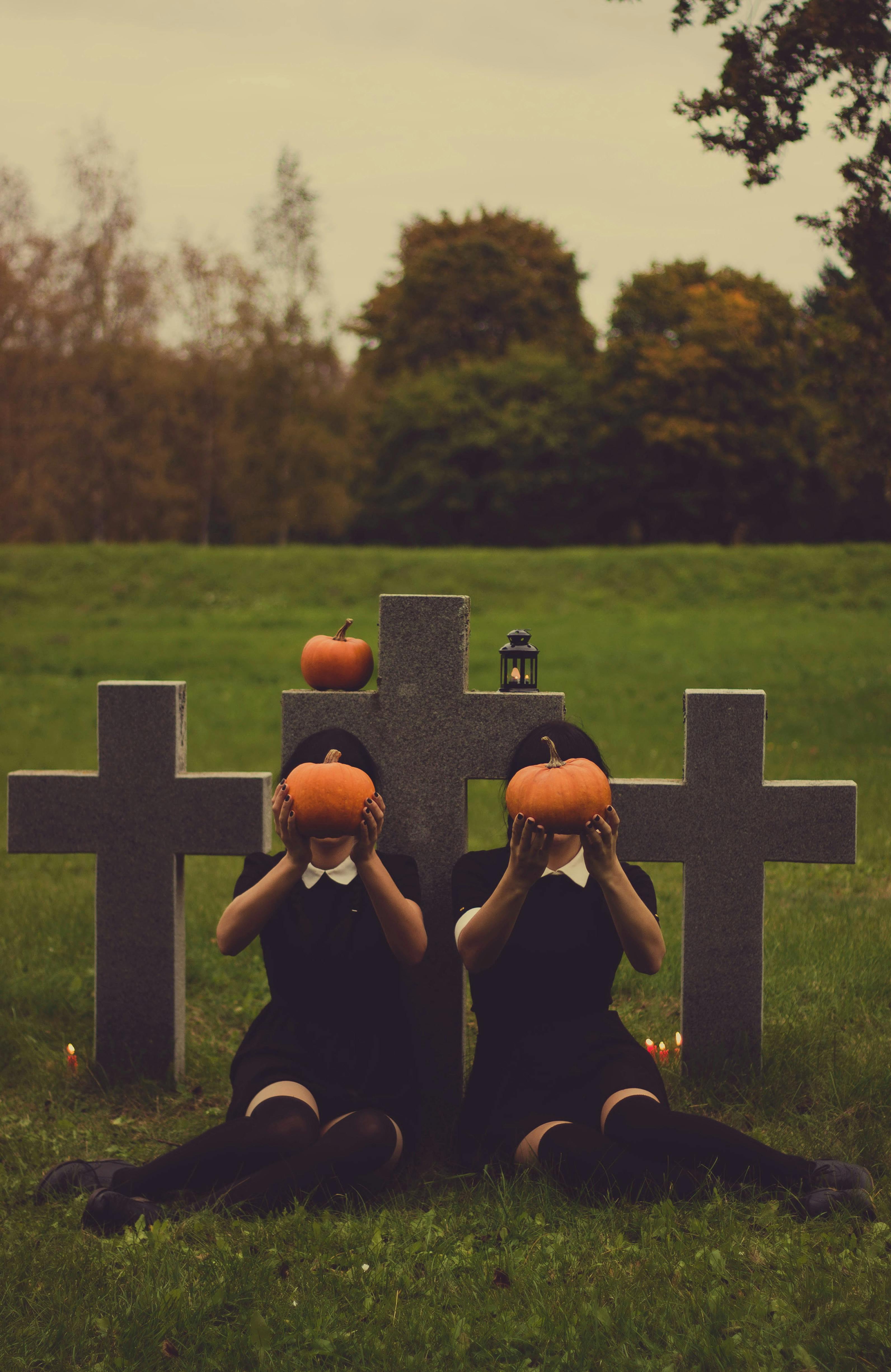 Cemetery Tree, Kiss, bird, crow, dark, fog, grave, halloween, hallows eve,  headstone, HD phone wallpaper | Peakpx