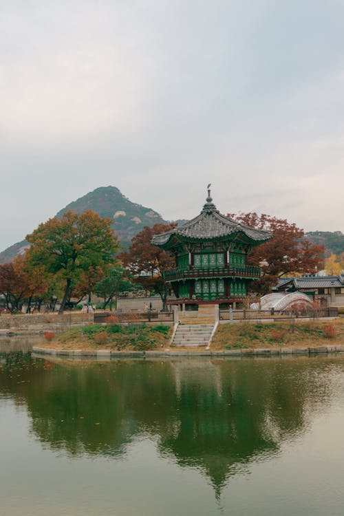 Hyangwonjeong Pavilion on Lake Shore in Seoul, South Korea