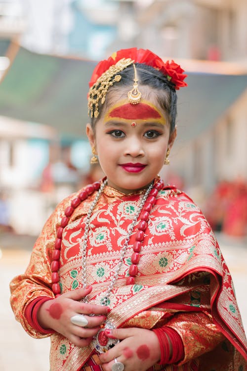 Portrait of Girl in Traditional Clothing