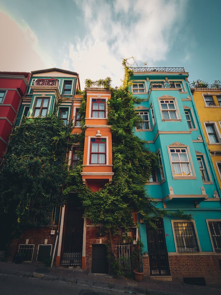 Colorful Buildings Facades On City Street