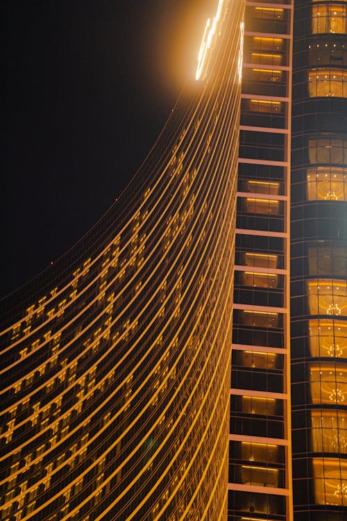 Abstract Image of an Illuminated Modern Building at Night