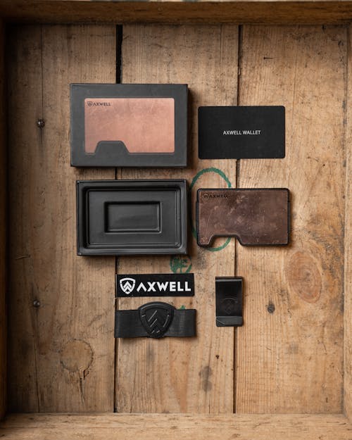 Wallets on Wooden Wall
