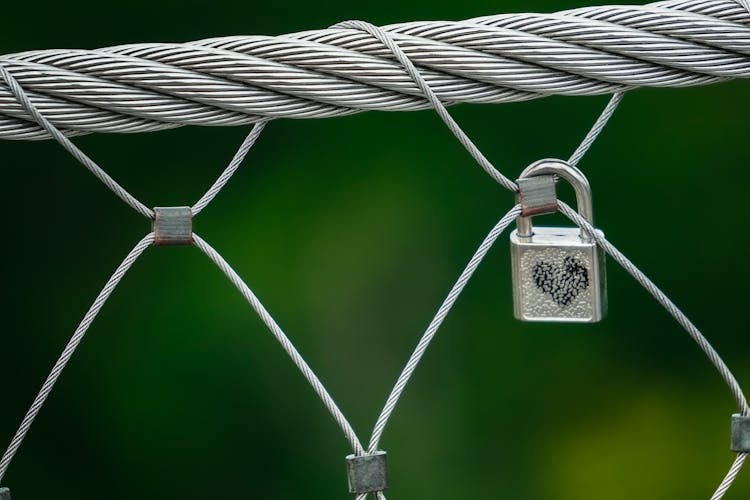 Padlock With Heart On Metal Wires