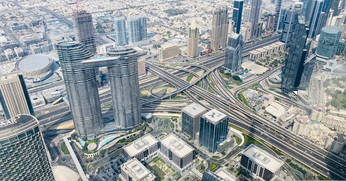 Stunning aerial view of Dubai showcasing its iconic skyscrapers and modern cityscape.