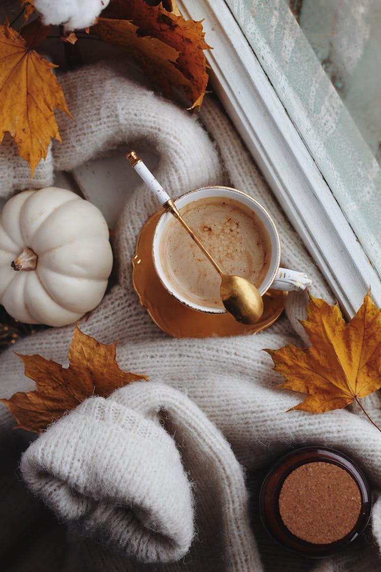 Autumn Leaves And A Coffee Cup