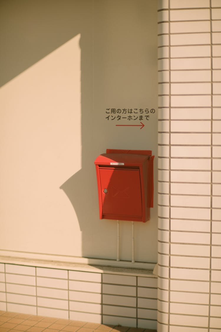 Red Mailbox On White Wall