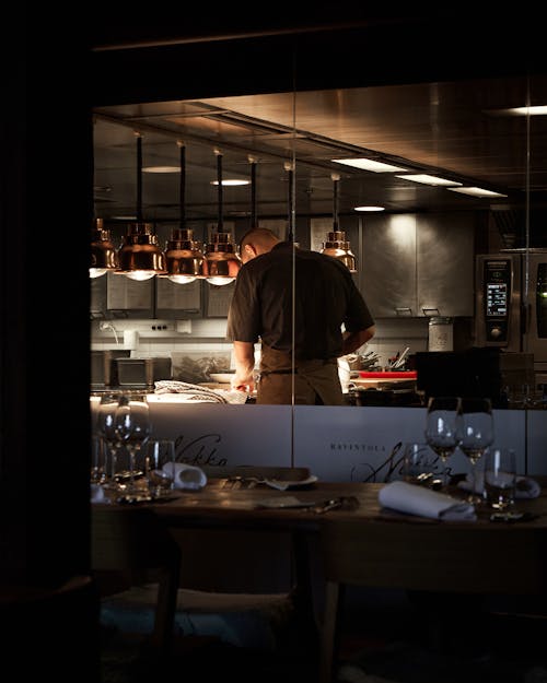 Man Working in Restaurant Kitchen