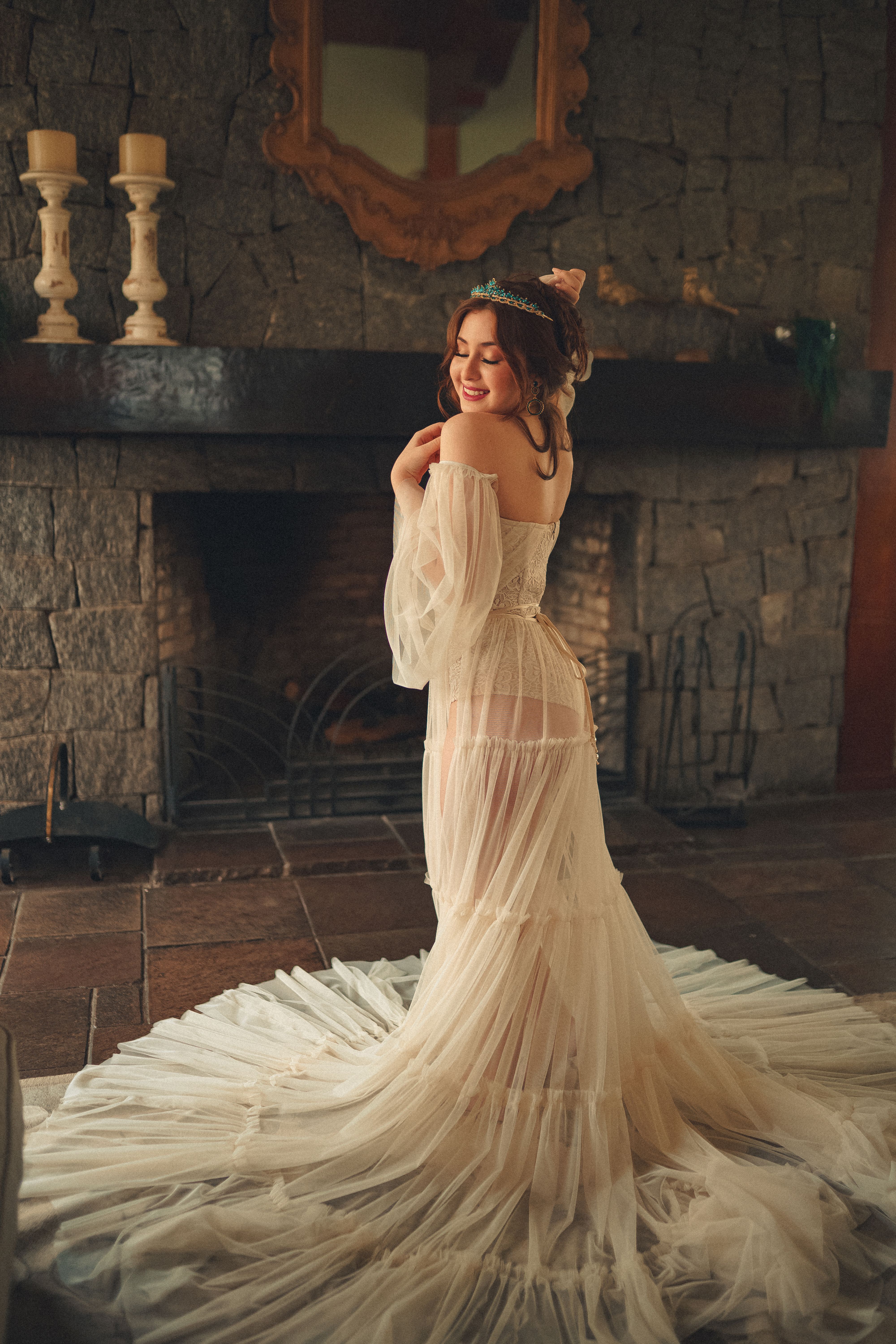 Woman In White Wedding Dress Standing Near The Window · Free Stock Photo