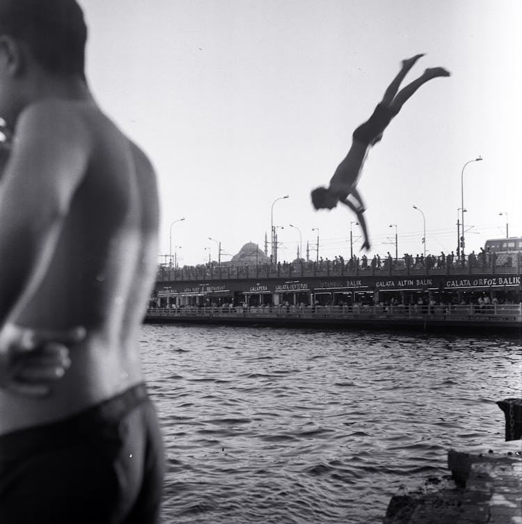 Man Diving Into The Sea